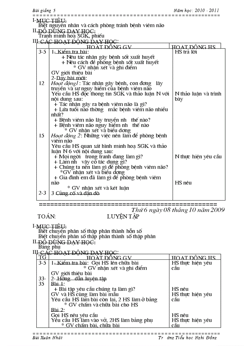 image for page Lớp 5 Tuần 7 2010 2011