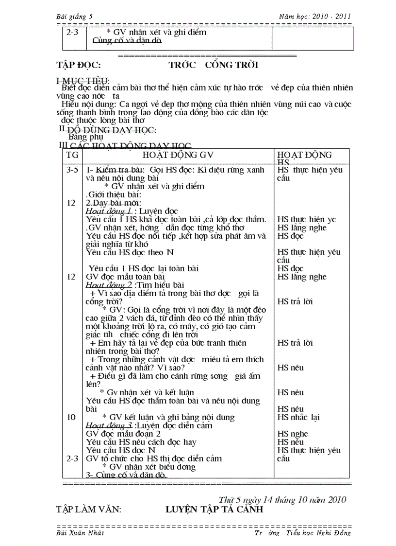 image for page Lớp 5 Tuần 8 2010 2011