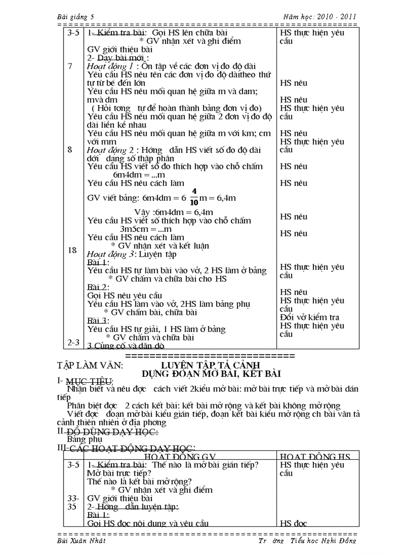 image for page Lớp 5 Tuần 8 2010 2011