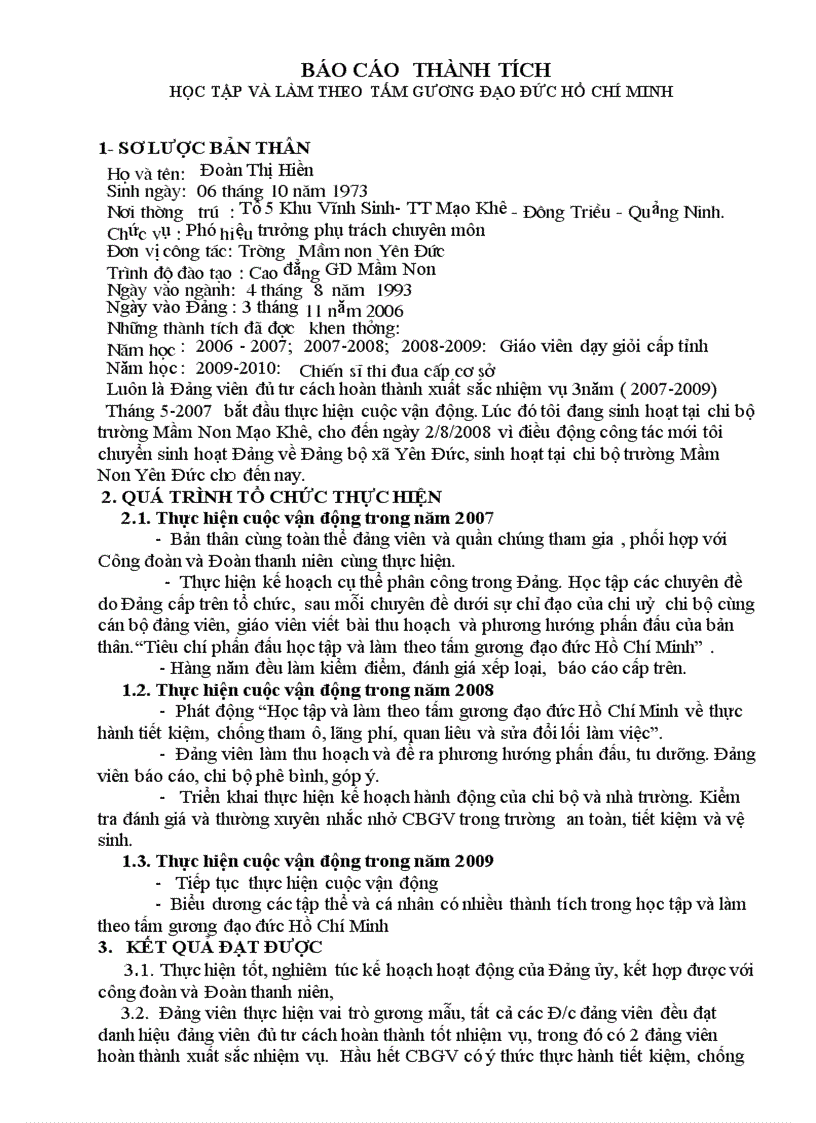 7 Báo Cáo Thành Tích Học Tập Và Làm Theo Tư Tưởng, Đạo Đức, Phong Cách Hồ  Chí Minh Mới Nhất (8/2023)
