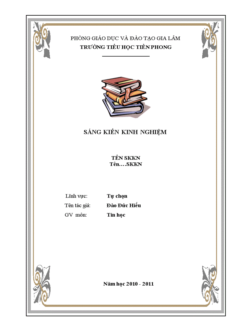 Mẫu Bia Skkn Theo Mẫu Của Sở Gd đt Ha Nội