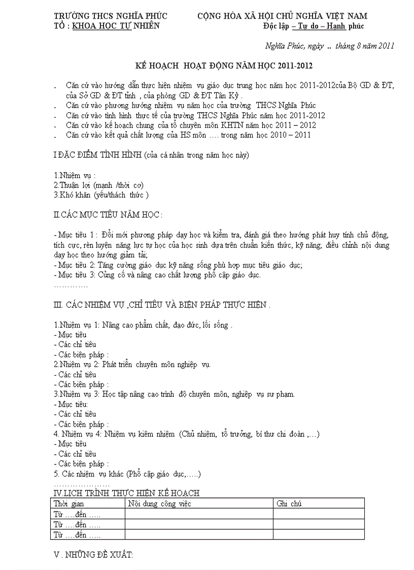 image for page Mẫu làm kế hoạch cá nhân