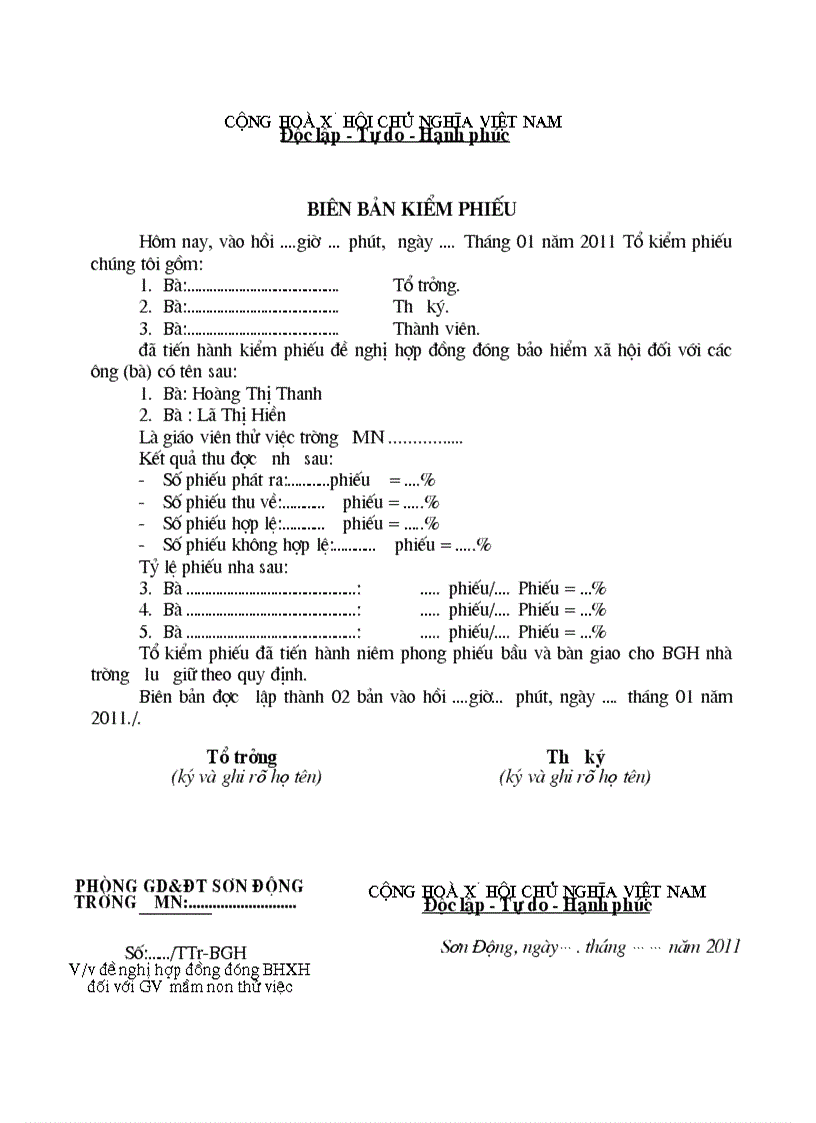 image for page Mẫu tờ trình và đề nghị hợp đồng cho GV thử việc