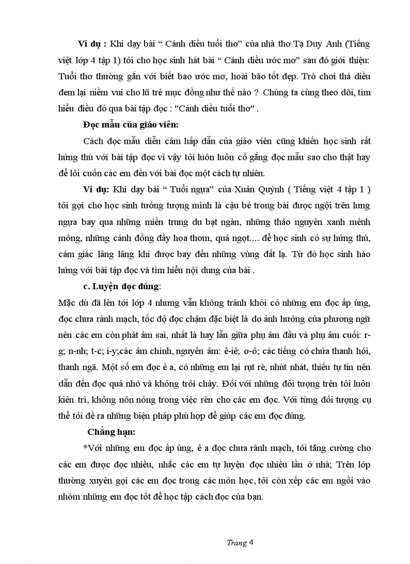 image for page Một số biện pháp rèn kĩ năng đọc cho học sinh lớp 4