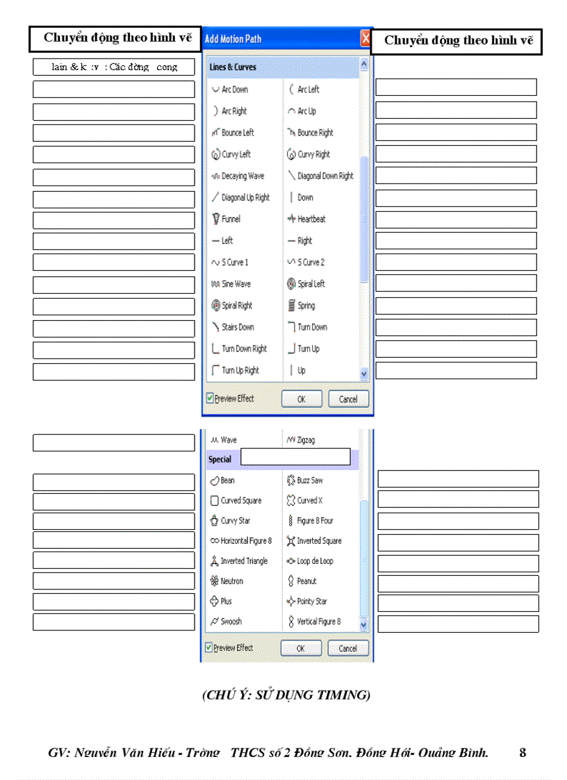 image for page Một số hiệu ứng powerpoint thường dùng