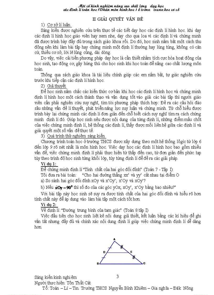 image for page Một số kinh nghiệm nâng chất lượng dạy các định li toán học phân môn Hình học THCS