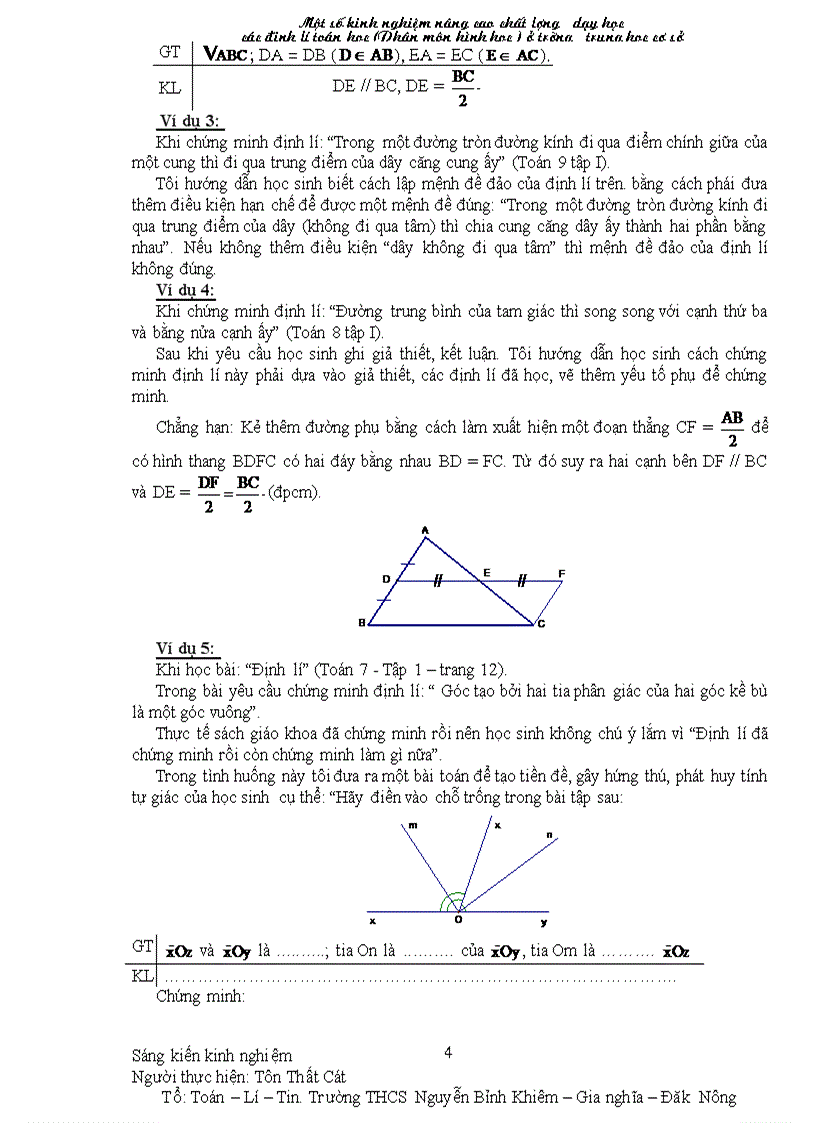 image for page Một số kinh nghiệm nâng chất lượng dạy các định li toán học phân môn Hình học THCS