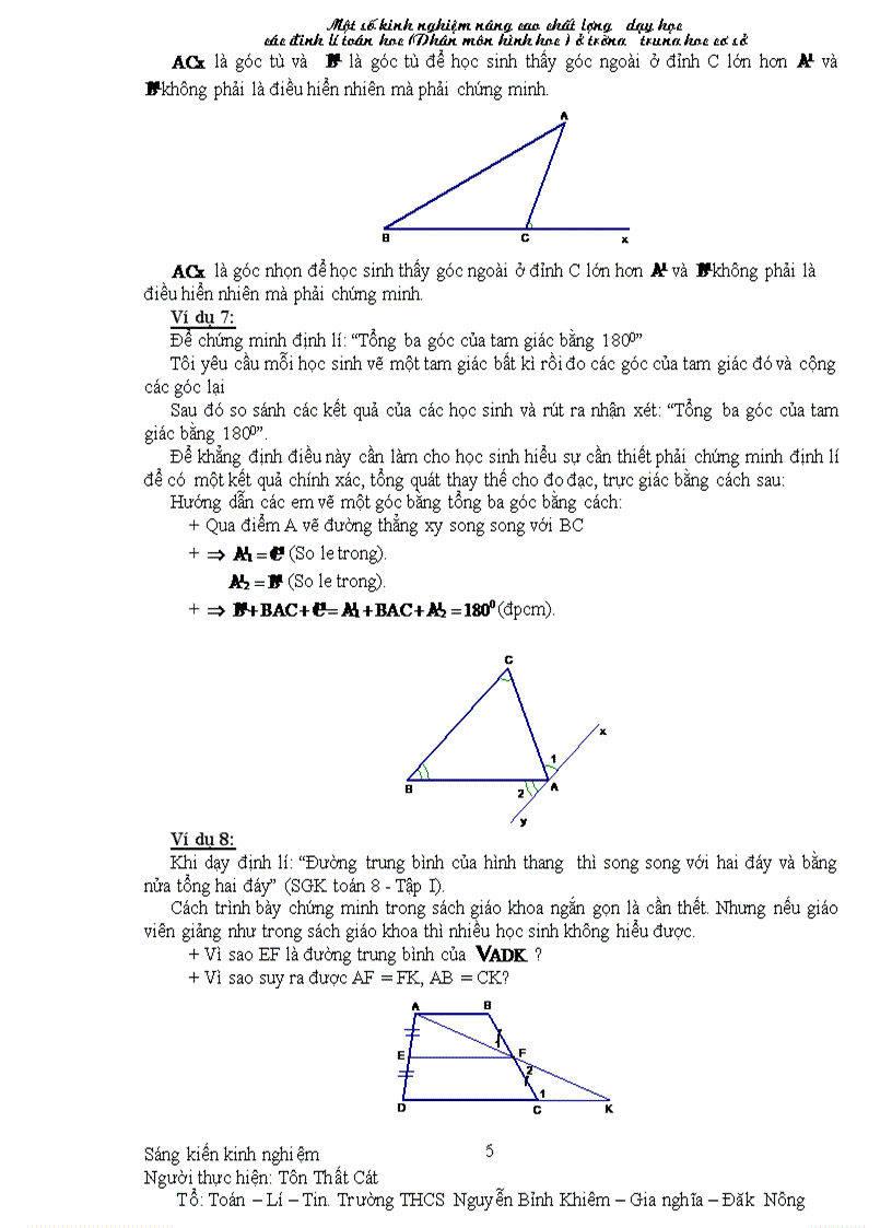 image for page Một số kinh nghiệm nâng chất lượng dạy các định li toán học phân môn Hình học THCS