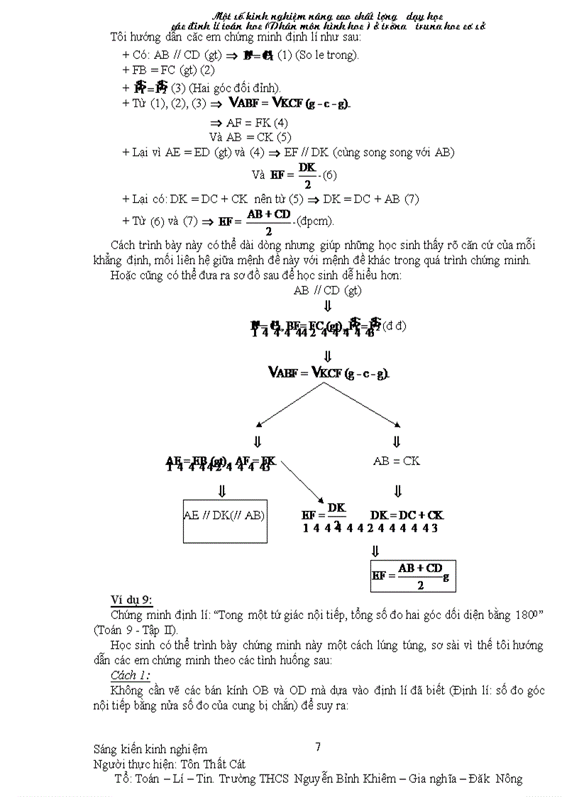 image for page Một số kinh nghiệm nâng chất lượng dạy các định li toán học phân môn Hình học THCS