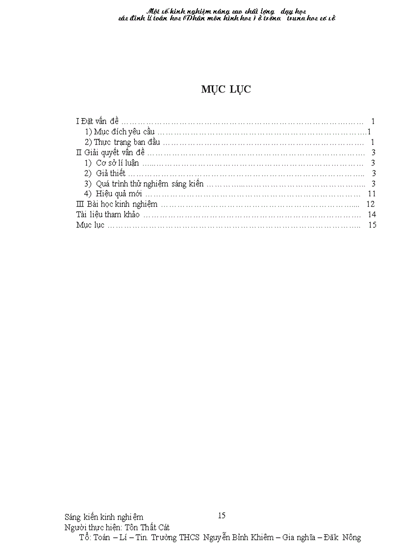 image for page Một số kinh nghiệm nâng chất lượng dạy các định li toán học phân môn Hình học THCS