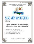Một số kinh nghiệm rèn kĩ năng đọc cho học sinh lớp 1
