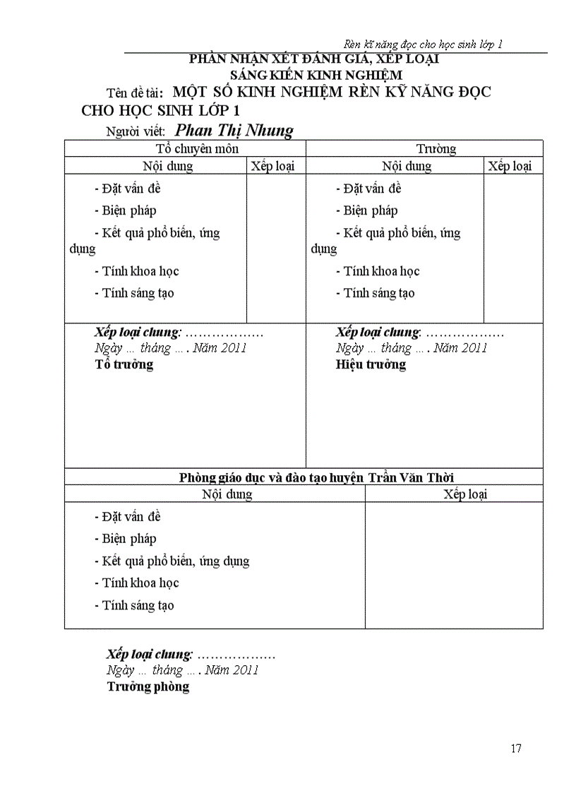 image for page Một số kinh nghiệm rèn kĩ năng đọc cho học sinh lớp 1