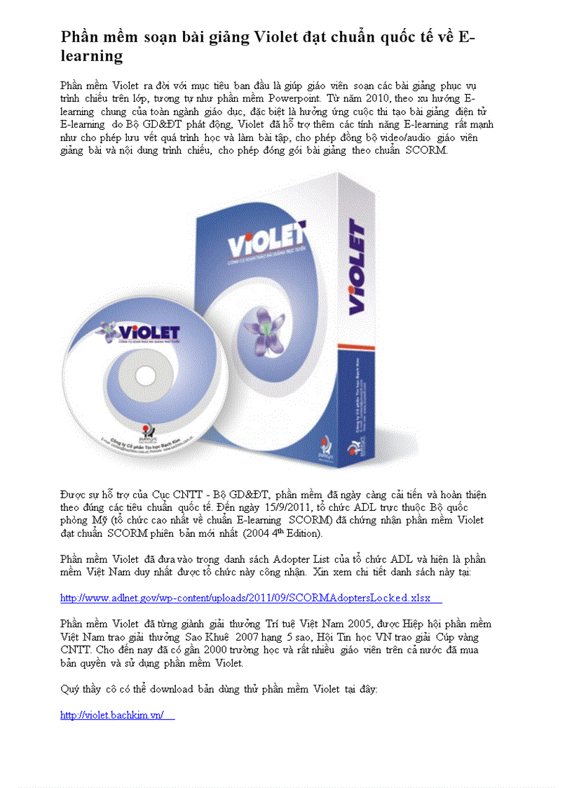 image for page Phần mềm Violet soạn bài giảng đạt chuẩn