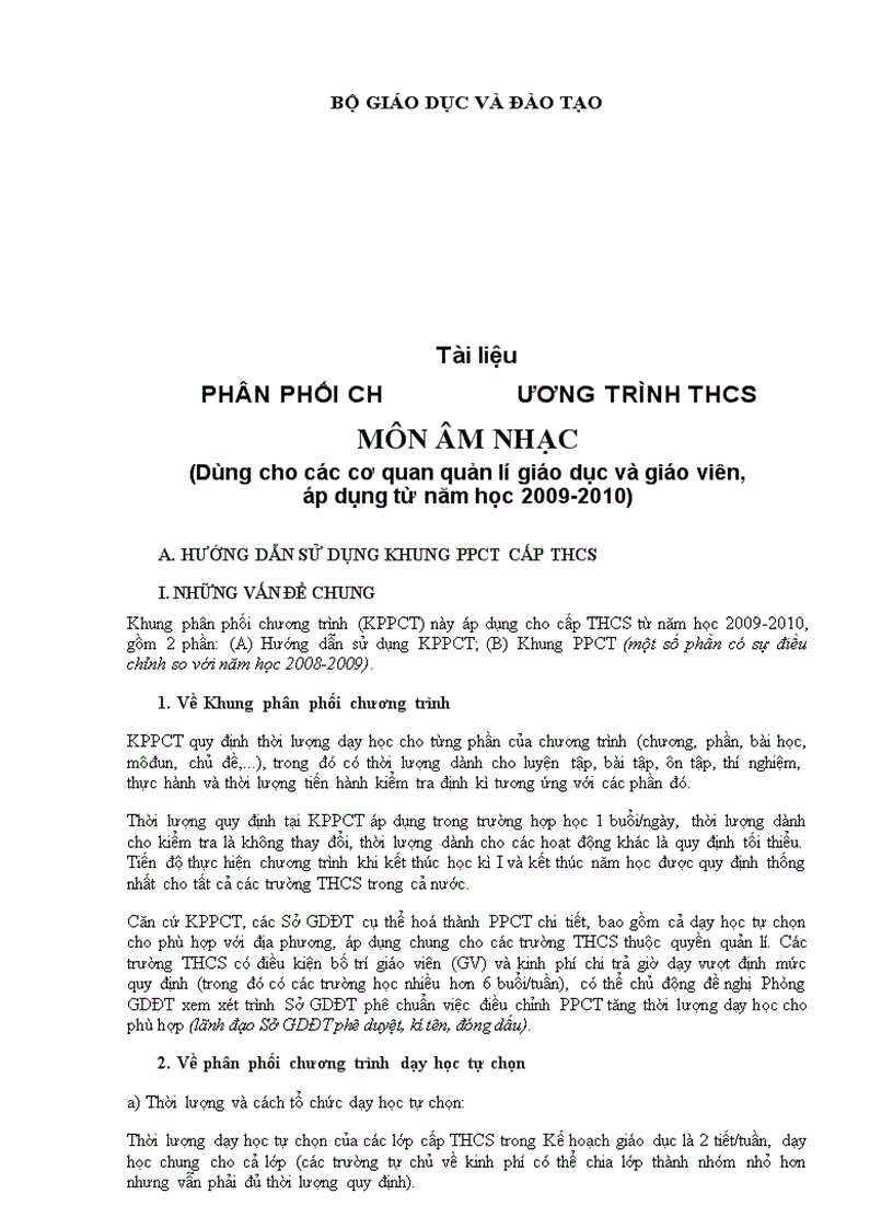 image for page Phân phối chương trình các môn học