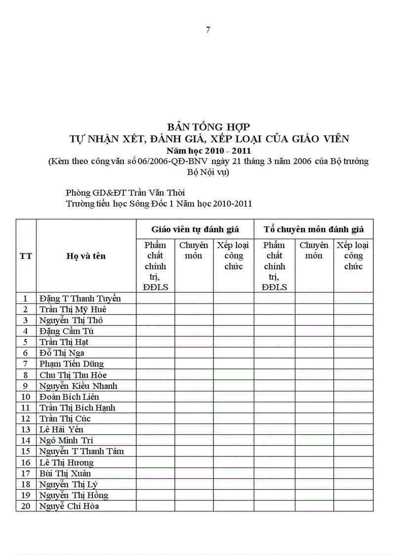 image for page Phiếu đánh giá giáo viên