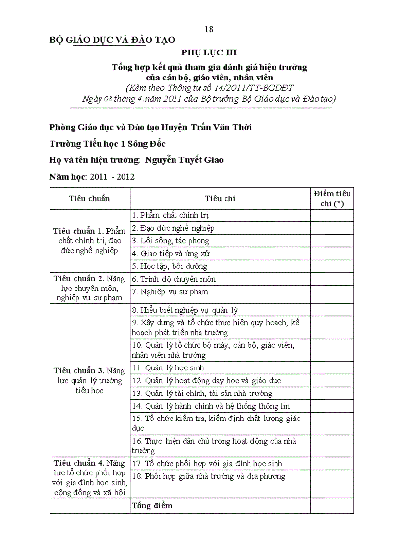 image for page Phiếu đánh giá giáo viên