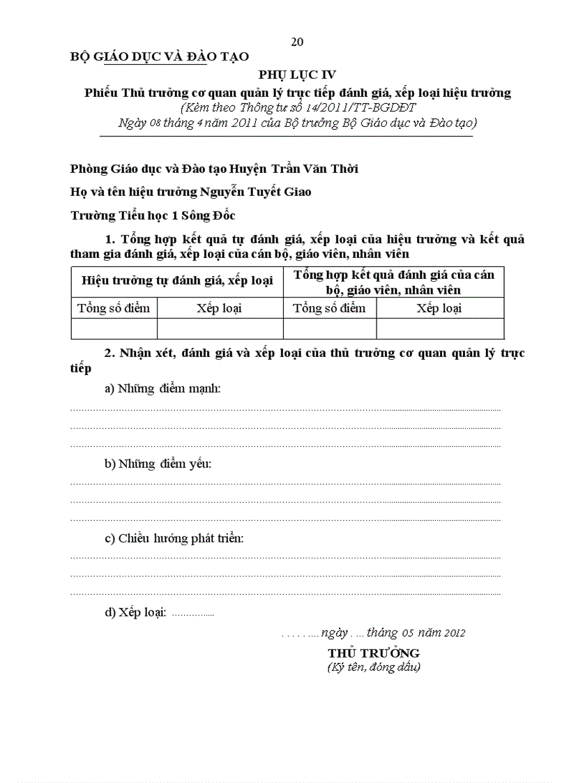 image for page Phiếu đánh giá giáo viên