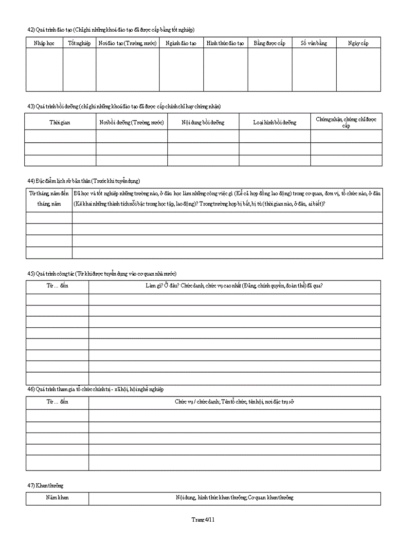 image for page Phiếu kê khai thông tin nhân sự