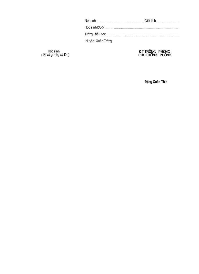 image for page Phiếu kết quả học tập của HSg lớp 5 dự thi tỉnh