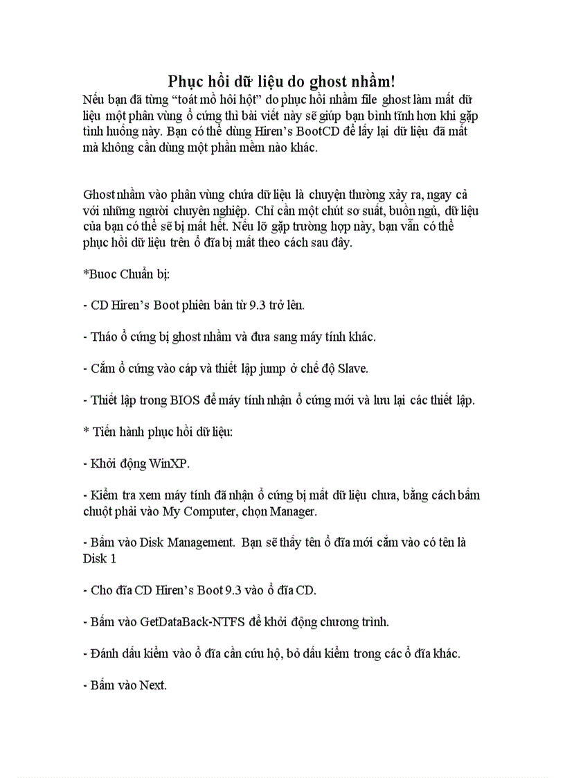 image for page Phục hồi dữ liệu do ghost nham o dia