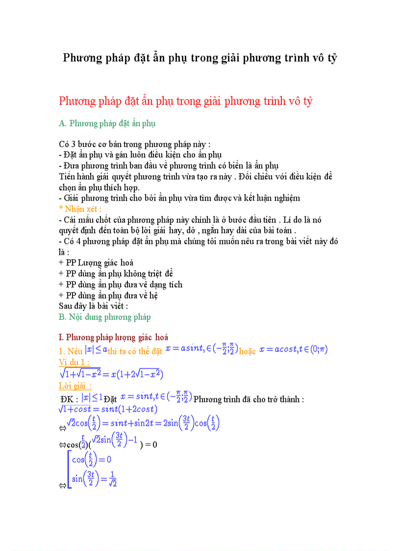 image for page PP đặt ẩn phụ trong giải PT vô tỷ