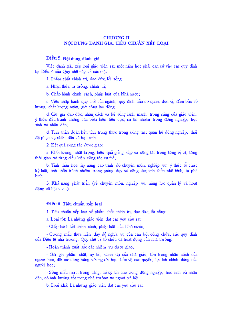 image for page Quy chế đánh giá xếp loại Giáo viên