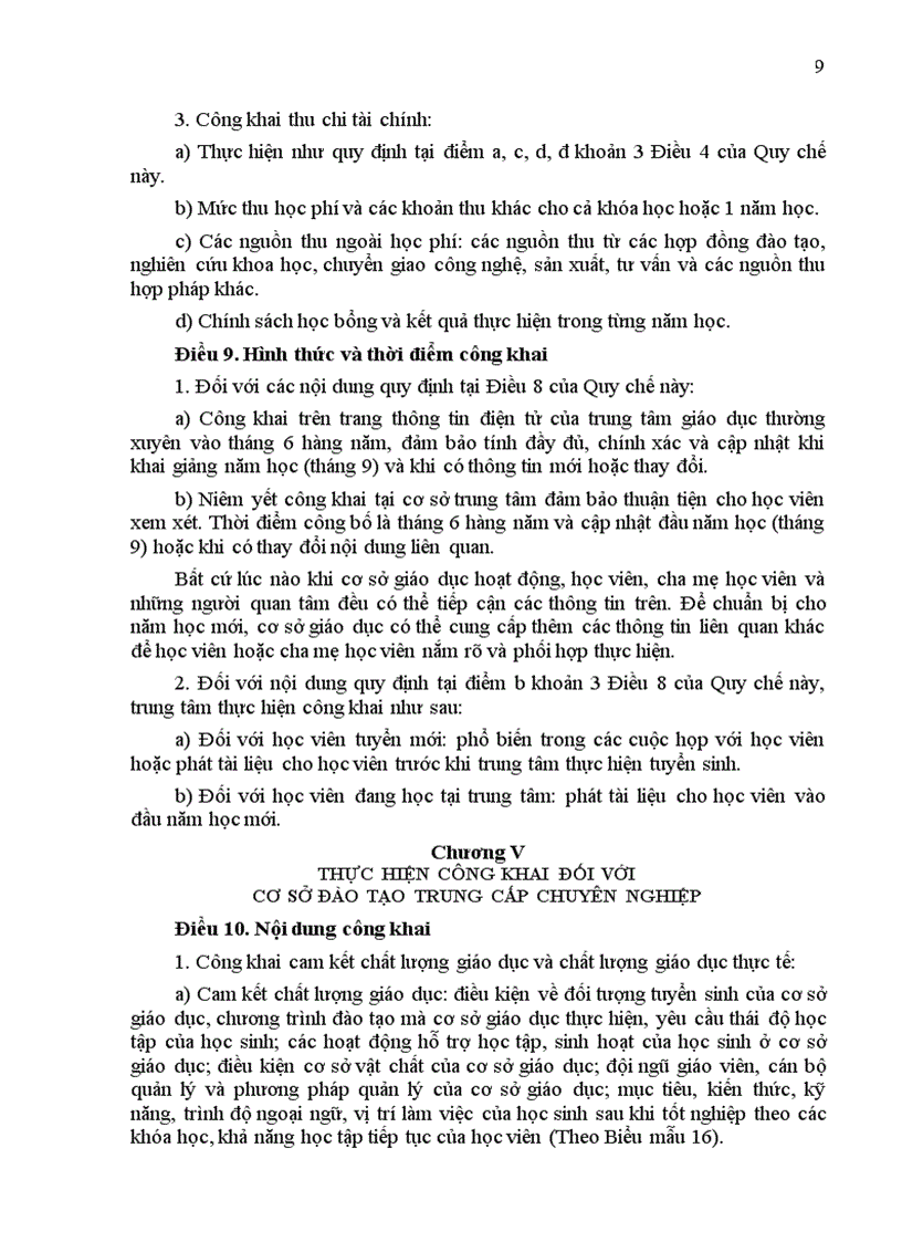 image for page Quy chế thực hiện công khai đối với CSGD