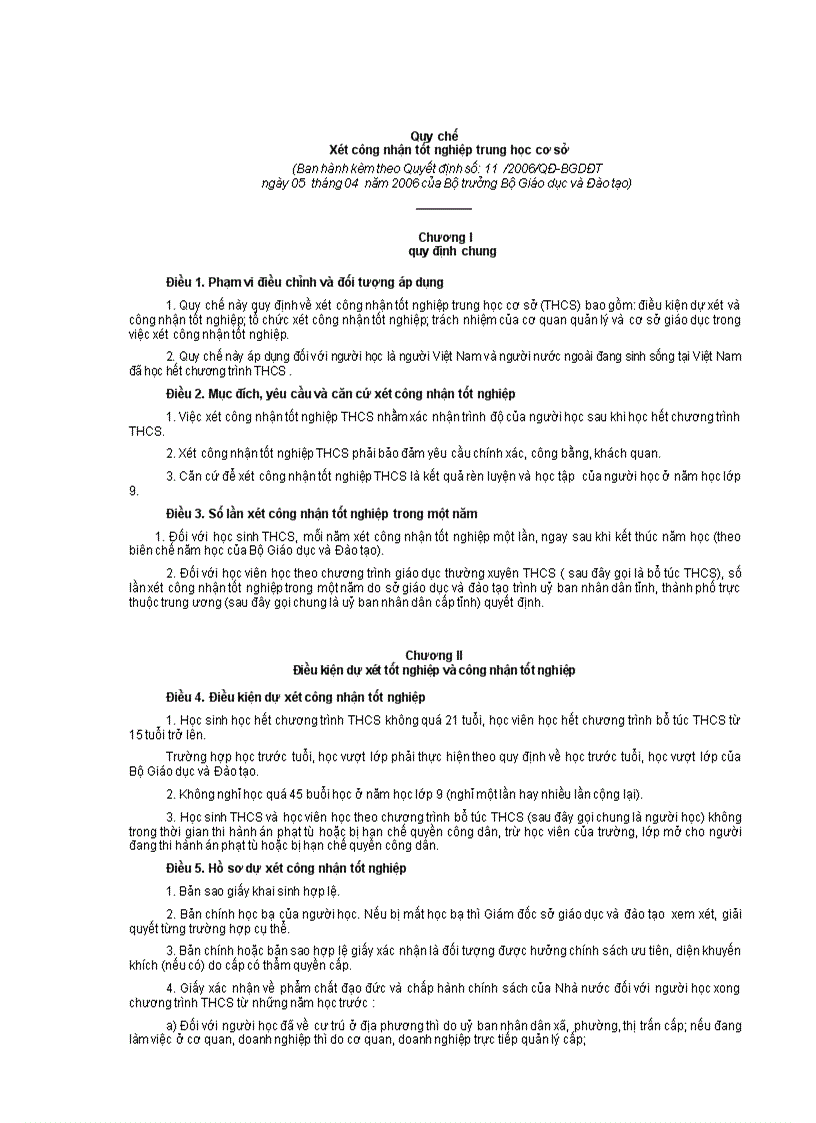image for page Quy chế xét tốt nghiệp trung học cơ sở