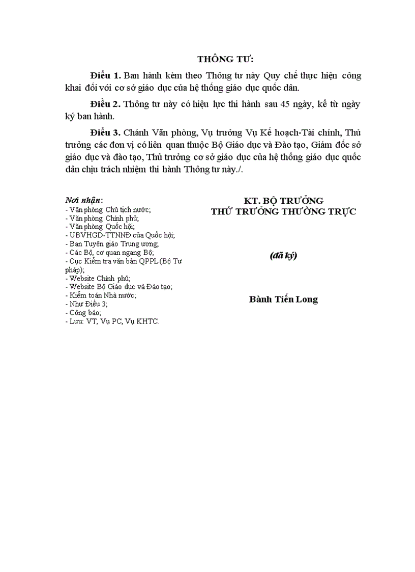 image for page Quy định CÔNG KHAI TRONG CƠ SƠ GD