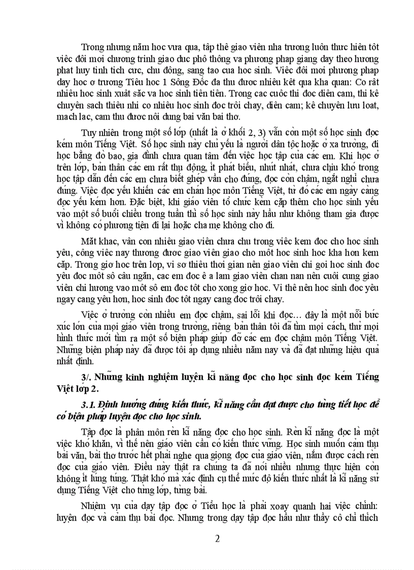 image for page Rèn luyện kỹ năng đọc cho học sinh đọc kém Tiếng Việt lớp 2C tại trường tiểu học 1 Sông Đốc