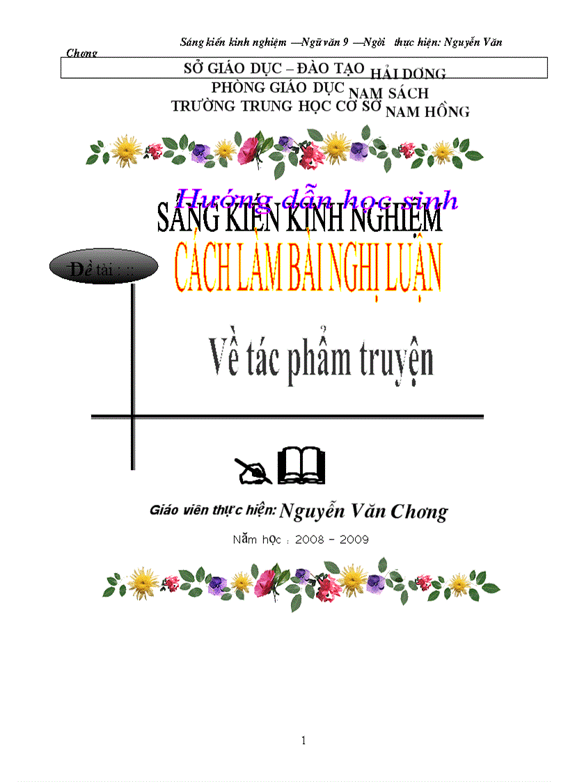 image for page SKKN Cách làm bài văn Nghị Luận Ngữ văn 9