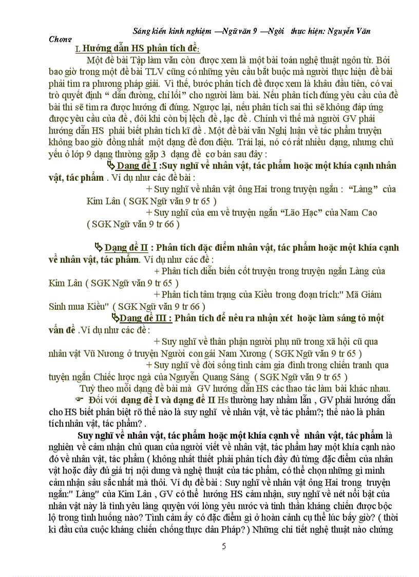image for page SKKN Cách làm bài văn Nghị Luận Ngữ văn 9