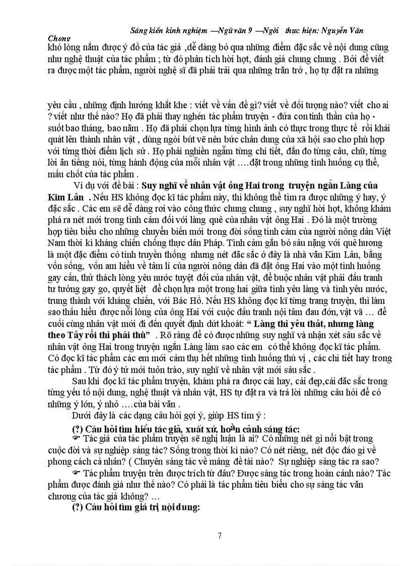 image for page SKKN Cách làm bài văn Nghị Luận Ngữ văn 9