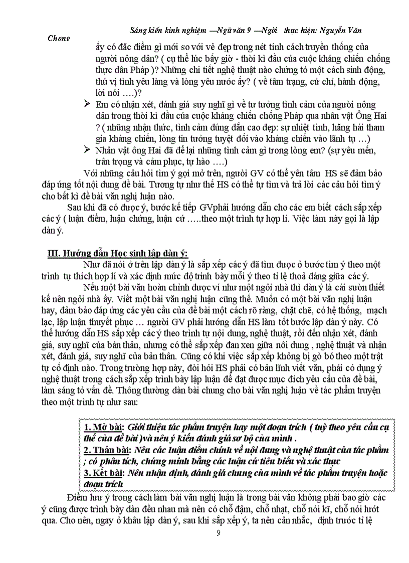 image for page SKKN Cách làm bài văn Nghị Luận Ngữ văn 9
