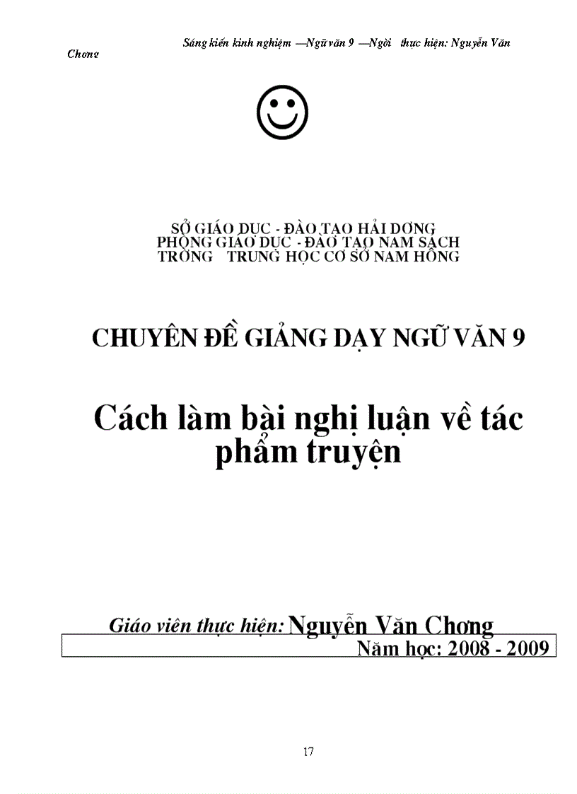 image for page SKKN Cách làm bài văn Nghị Luận Ngữ văn 9