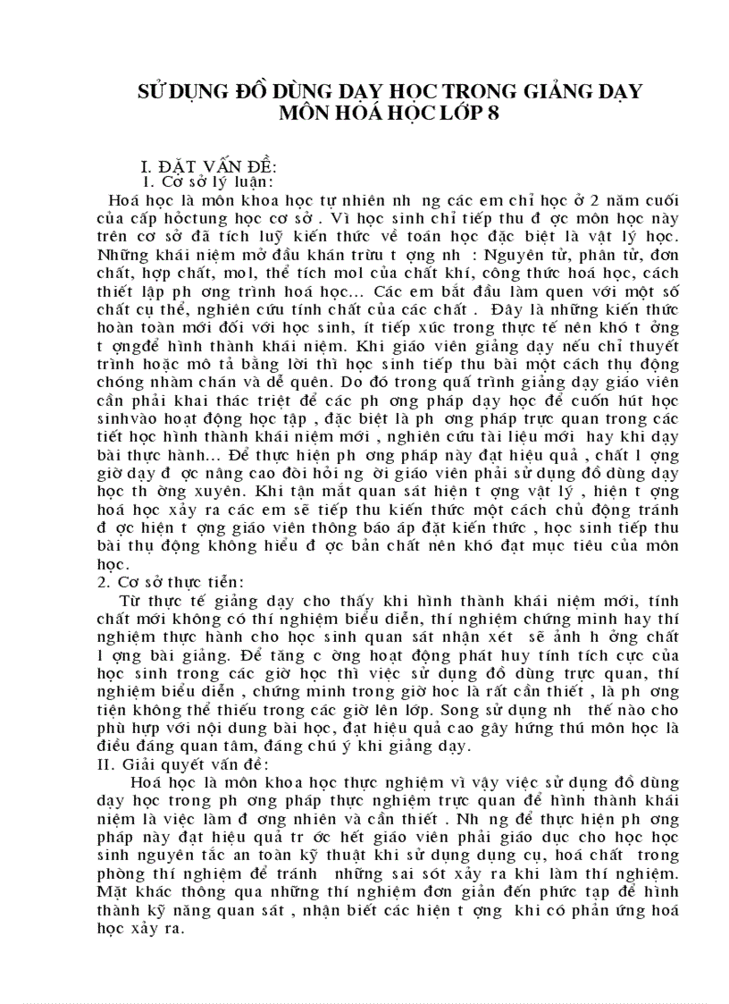 image for page Sử dụng đồ dùng dạy học trong dạy học môn Hoá