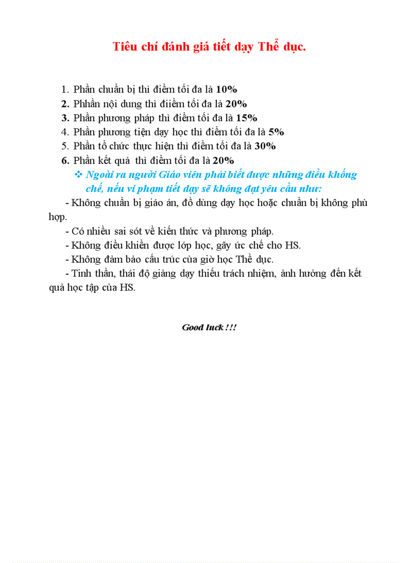 image for page Tiêu chí đánh giá tiết dạy