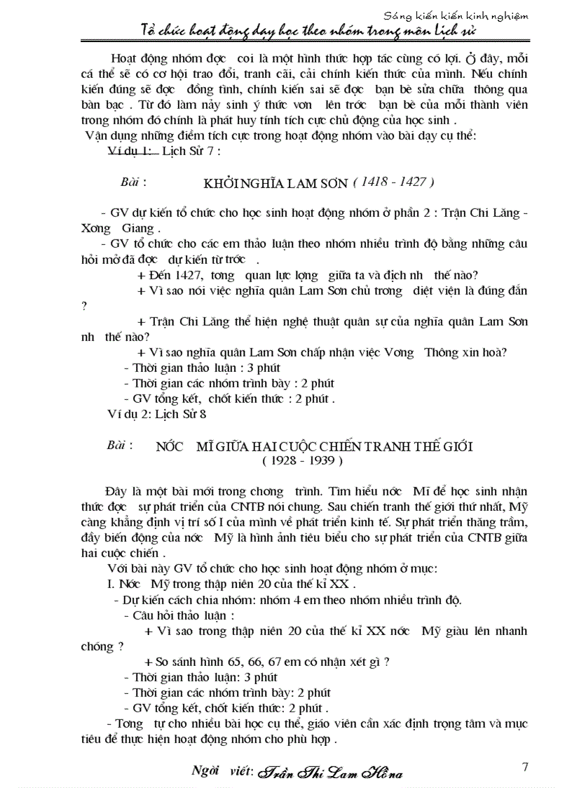 image for page Tổ chức hoạt động dạy học theo nhóm trong môn Sử