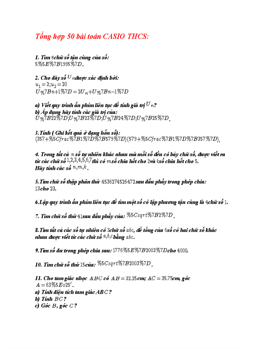 image for page Tổng hợp 50 bài toán CASIO THCS