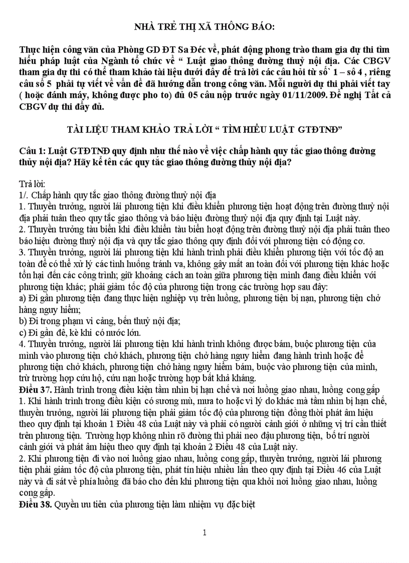 image for page Trả lời câu hỏi Luật GTDTNĐ