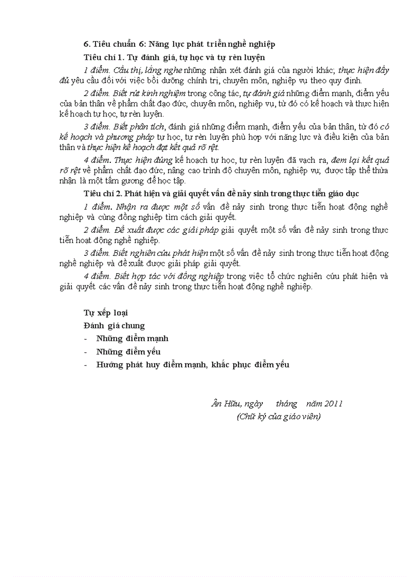 image for page Tự đánh giá chuẩn nghề nghiệp giáo viên