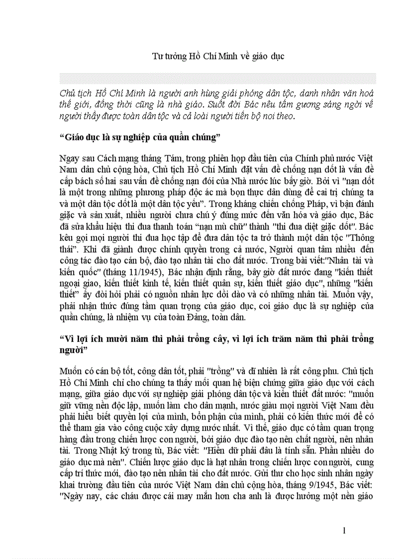 image for page Tư tưởng HCM về giáo dục