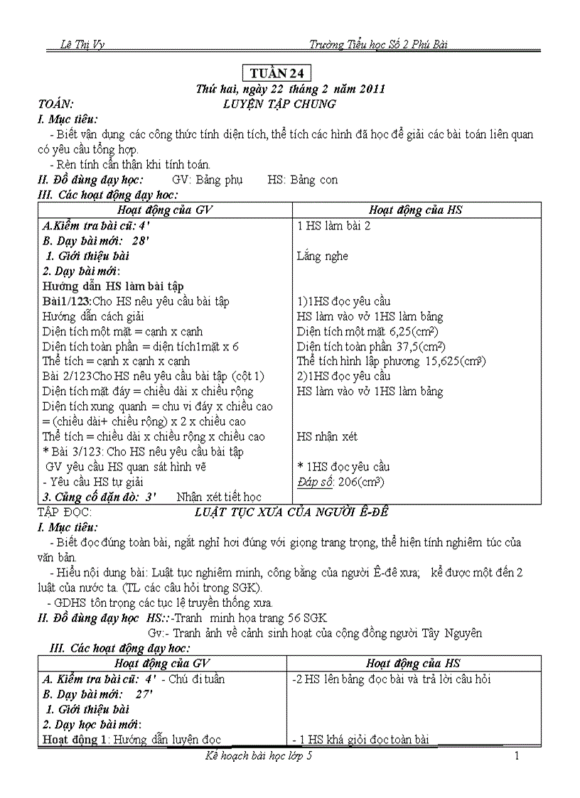 image for page Tuần 24 Giáo án lớp 5 CKTKN