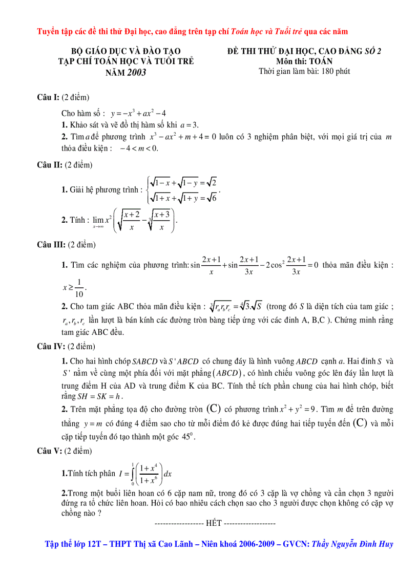 image for page Tuyển chọn các đề thi trên tạp chí TH TT