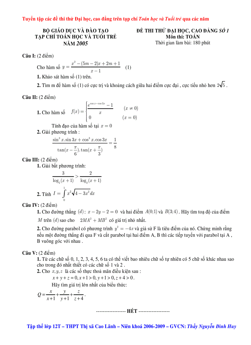 image for page Tuyển chọn các đề thi trên tạp chí TH TT