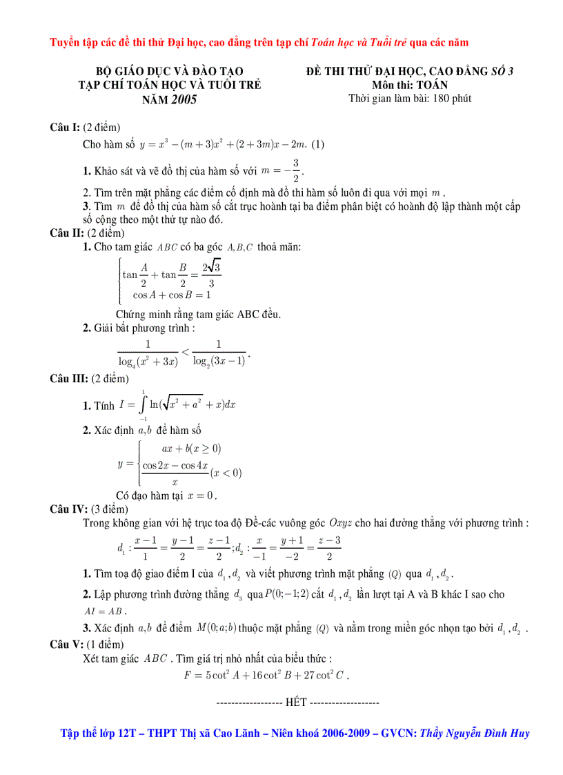 image for page Tuyển chọn các đề thi trên tạp chí TH TT