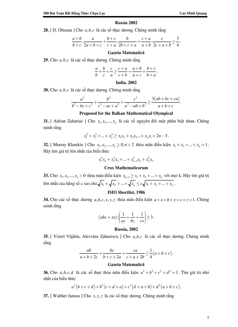 image for page Tuyên tập các bài toán bất đẳng thức