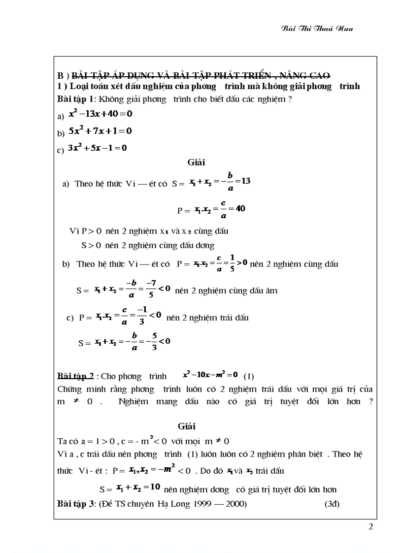 image for page Ứng dụng hệ thức viet