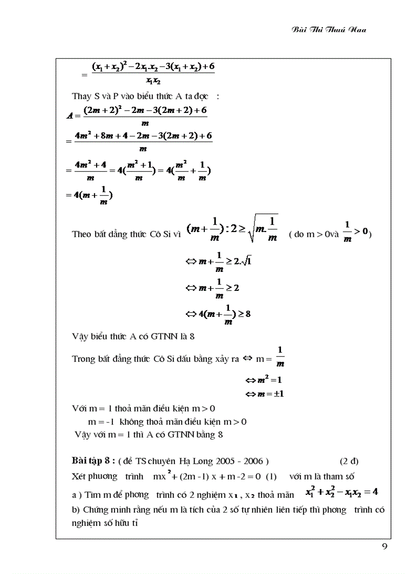 image for page Ứng dụng hệ thức viet