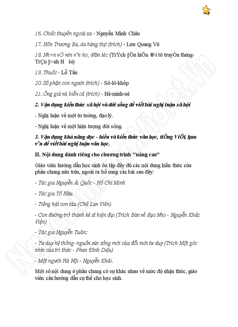 image for page V Huong dan on thi tot nghiep THPT mon Van